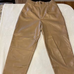 Zara tan leather pants